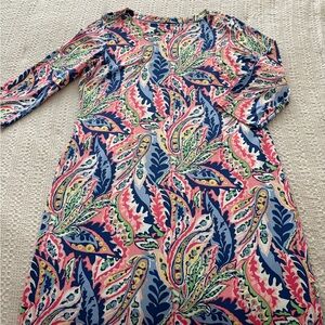 Talbots Pink and Blue Paisley Long Sleeve Dress